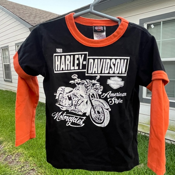 Harley-Davidson Black and Orange Long Sleeve Tee - Picture 1 of 4